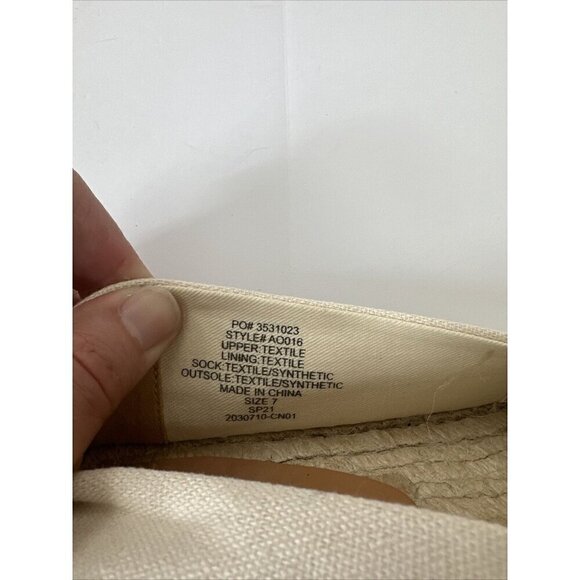 J.‎ Crew Factory | Classic Beige Canvas Black Leather Cap Espadrilles SP21 Sz 7 - Picture 8 of 9